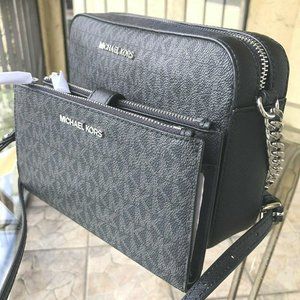 Black Bag+Double Zipper Zip Wallet